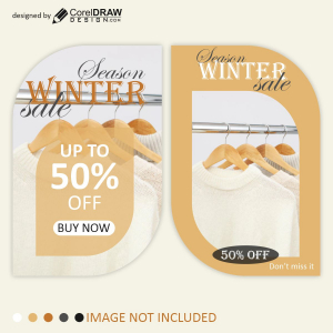 Season winter sale poster vector design for free
