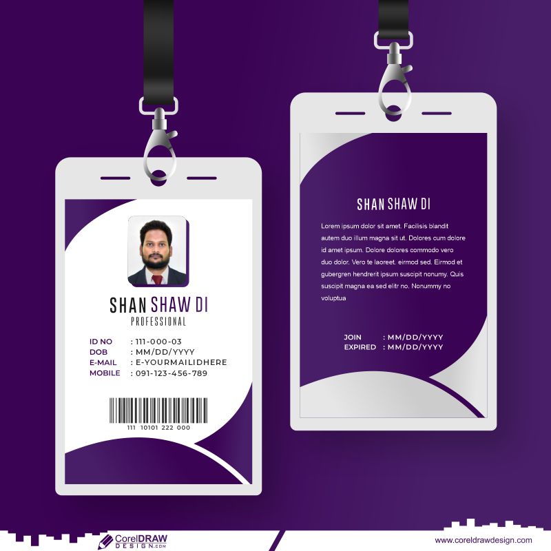 Company Branding Id Cards Template With Photo CDR Vector