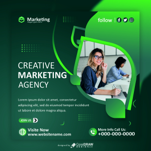 creative marketing agency poster vector design for free