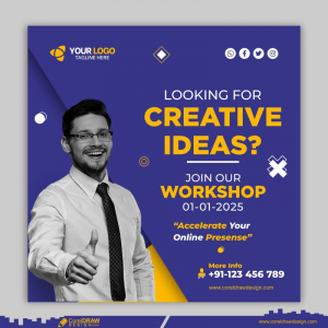 creative ideas agency and corporate social media post template CDR free design
