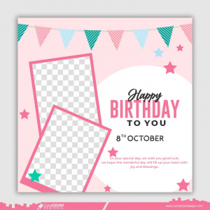Happy Birthday Wishes Banner Free Download CDR File Vector