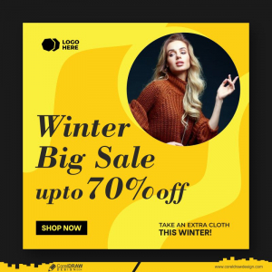 new winter sale yellow banner design CDR vector