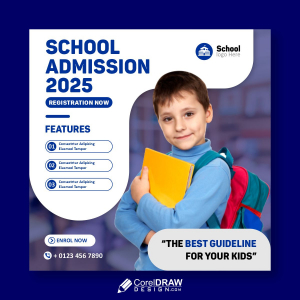 School Admission poster vector design for free