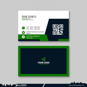 Professional Business Card Green Color Design Background Free Vector