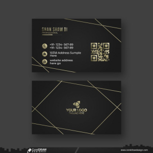 Golden & Black Business Card Design Background Free Vector