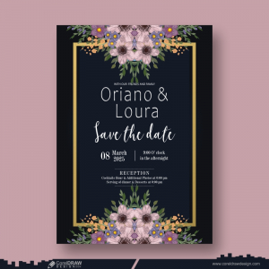 Floral Wedding Card Invitation Template Free CDR Design