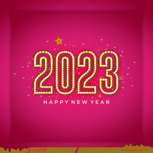 Happy New Year 2023 Gold Number Confetti Light Background & Greeting Card Celebration Free