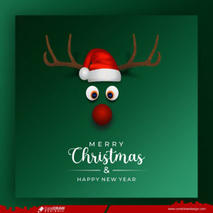 reindeer with cap merry christmas background free CDR