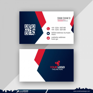 Blue & Red Business Card Design Background Free Vector