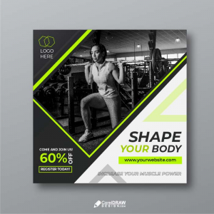 Abstract Shape your body vector social media template