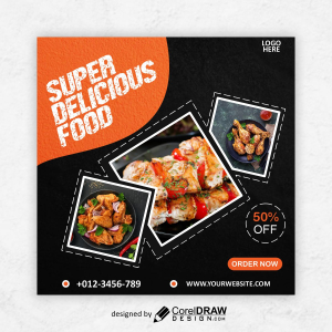 Super Delicious food poster vector design for free
