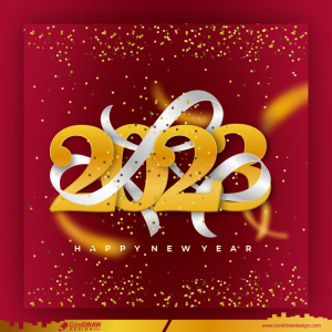 Happy New Year 2023 White Ribbon Greeting Card Celebration Background Free CDR