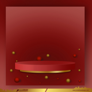 red podium background with realistic boll free vector