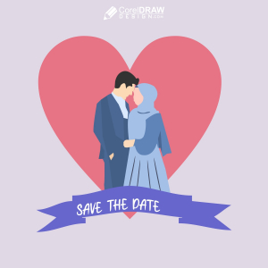 Vector illustration of a Muslim couples wedding invitation isolated on twig frame