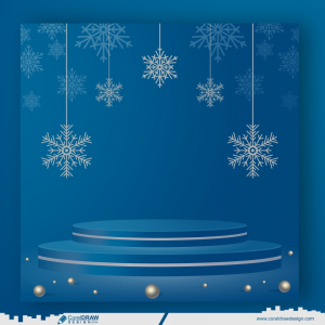 Merry christmas and happy new year empty podium and christmas ornaments free CDR design