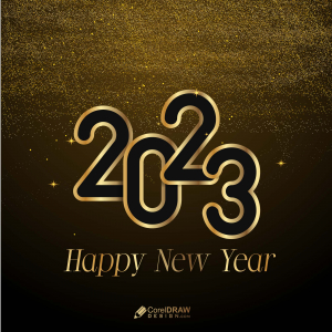 Premium Golden 2023 new year lettering card background