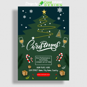 merry christmas party vector card for free