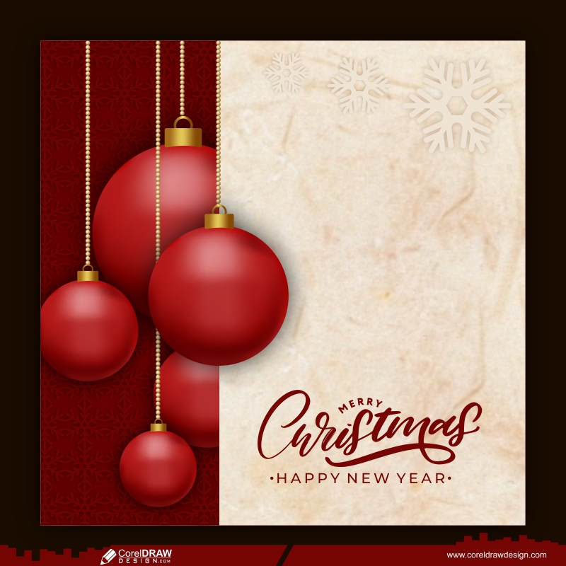 christmas background with hanging shining red balls free vector cdr