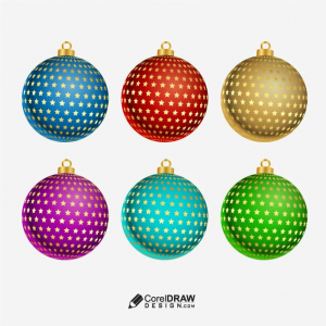 Multicolor Gradient christmas tinsel hanging balls element vector