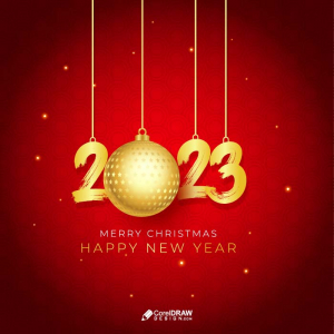 Golden Merry Christmas and happy new year 2023 vector design