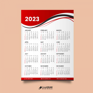 Abstract wavy elegant gradient premium 2023 new year calendar vector
