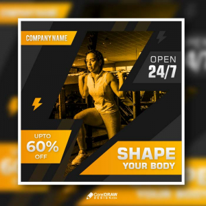 Abstract Gym powerful social media banner vector 