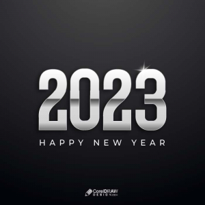 Abstract metallic platinum chrome 2023 new year vector lettering card