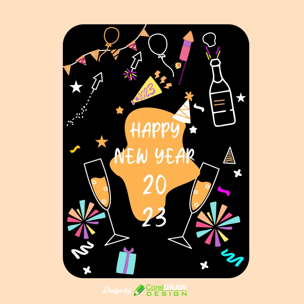Happy new year card vector design for free