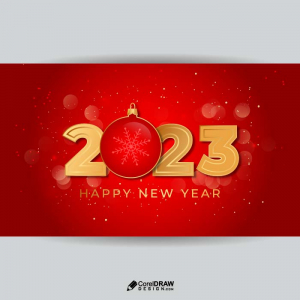 Happy new year 2023 glitter merry christmas lettering card wishes vector