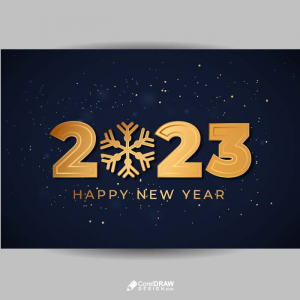 Golden happy new year 2023 lettering wishes card vector