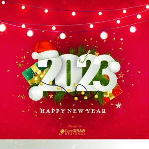Happy New Year 2023 Text Background Premium Vector