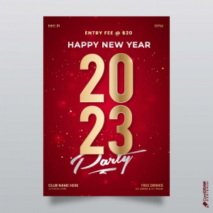 Abstract Premium Golden 2023 new year party invitation card vector