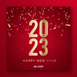Premium 2023 golden happy new year lettering card vector