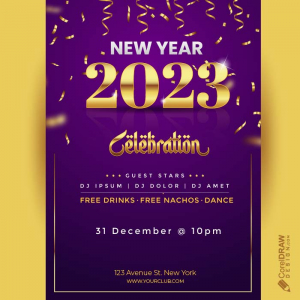 Premium celebration happy new year 2023 party invitation card vector 