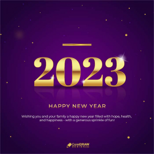 Premium Happy New Year 2023 Golden Royal Lettering wishes card vector