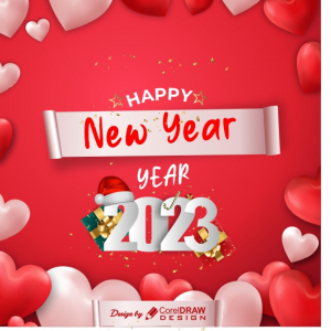 Happy new year 2023 background with heart