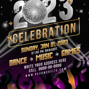 New Year Celebration Party Invitation Card Template, CDR template, Free Coreldraw Files, Dance, Music, Party banner template