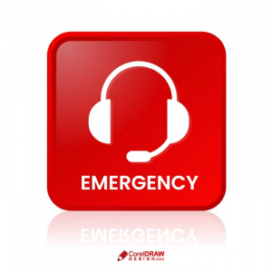 Abstract Red Emergency headphone icon button free vector