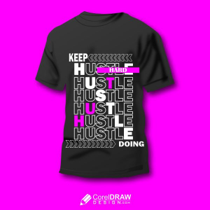 creative hustle black t shirt free vector