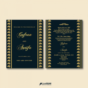 Premium golden Islamic wedding invitation card vector