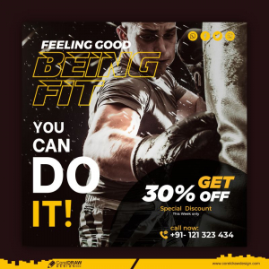 Sports Workouts Fitness Banner Social Media Banner Template Free Download CDR