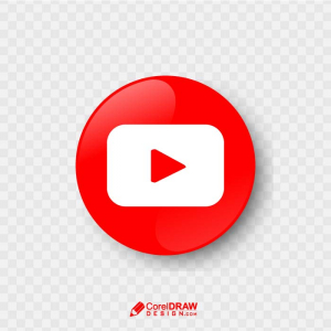 Abstract red 3d youtube icon logo vector
