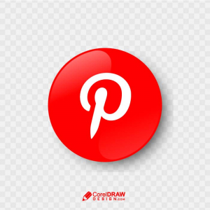 Abstract red 3d pinterest social media icon logo vector