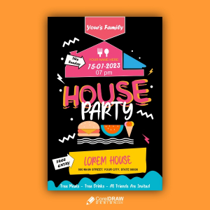 House party invitation card vector design