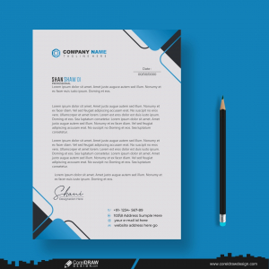 company business blue letterhead template design CDR