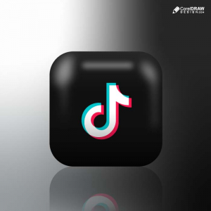 Premium popular tiktok Realistic glossy 3D icons buttons with  reflection vector