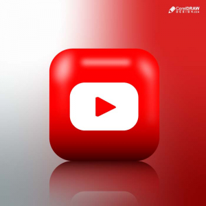 Premium popular youtube Realistic glossy 3D icons buttons with  reflection vector