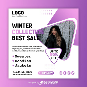 Winter Collection Best Sale poster vector design for free