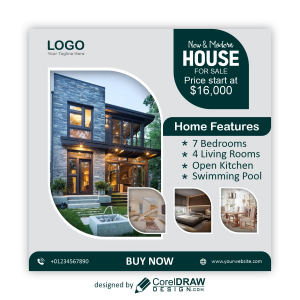 New & Modern House For Sale poster vector design for free