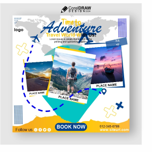 Travel agency poster template vector design